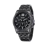 BUREI Orologio da polso multifunzione da uomo, analogico, in acciaio inox, al quarzo, impermeabile, con cronografo e data automatica., Nero, Bianco, Multifunzionale