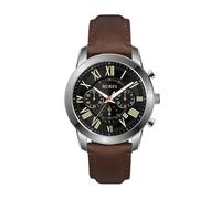 BUREI Orologio da uomo in pelle marrone alla moda, multifunzione, cronografo, impermeabile, analogico, al quarzo, regalo per uomo, Nero oro marrone