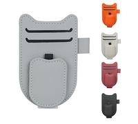 BURENZHAYA Supporto per Occhiali da Sole Auto, Supporto per Occhiali da Sole Auto, in Pelle, per Auto, Multifunzione, Accessorio per Auto (Grigio)