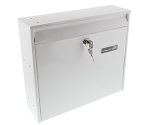 Burg-Wächter - Cassetta delle lettere senza scomparto per giornali con targhetta per il nome, con chiusura di apertura, in acciaio zincato, formato DIN C4, con 2 chiavi, POTSDAM 877 W, forata, colore