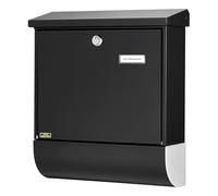 BURG-WÄCHTER Cassetta postale nera, Con box giornali, Acciaio zincato, Cassetta postale fessura larga DIN C4, 2 chiavi incl., Set Vario S, Nero (tipo RAL 9005)