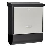 Burg-Wächter London-Set 68670 B+S Cassetta della Posta in Acciaio con Scomparto per Giornali Integrato, Argento/Nero