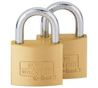 BURG-WÄCHTER Set di 2 Lucchetti, Lucchetti con 4 Chiavi, Spessore Arco 7 mm, Corpo in Ottone, Chiave Uguale, DUO 222 50 SB