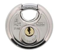 BURG-WÄCHTER Lucchetto antiscasso a disco, Lucchetto con chiave, Spessore arco 8 mm, Struttura acciaio inox, Lucchetto in ottone, Lucchetto antifurto, Circle 21 60