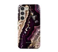 BURGA Custodia per telefono compatibile con Samsung Galaxy S23 Plus - Custodia rigida ibrida a 2 strati + custodia protettiva in silicone - pietra di marmo viola e oro - Cover antiurto antigraffio