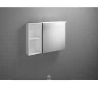 burgbad Badu armoire de toilette avec éclairage LED à poser, 1 porte butée à droite, 1 étagère ouverte, largeur 900mm, SFTW090RF3698G0196, SFTW090RF3698G0196, Colorazione: Tectona decor cinnamon / Tec