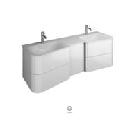 burgbad Badu double lavabo en fonte minérale blanc velvet, meuble sous lavabo inclus, 4 tiroirs, 1 porte butée droite, largeur 1520mm, SFUL152RF5297C0037G0196, SFUL152RF5297C0037G0196, Colorazione: Ro