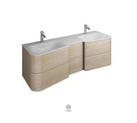burgbad Badu double lavabo en fonte minérale blanc velvet, meuble sous lavabo inclus, 4 tiroirs, 1 porte butée droite, largeur 1520mm, SFUL152RF3695C0037G0196, SFUL152RF3695C0037G0196, Colorazione: Ro
