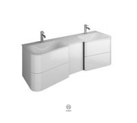 burgbad Badu double lavabo en fonte minérale blanc velvet, meuble sous lavabo inclus, 4 tiroirs, 1 porte butée gauche, largeur 1520mm, SFUL152LF3696C0037G0196, SFUL152LF3696C0037G0196, Colorazione: Ro