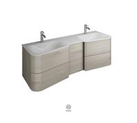 burgbad Badu double lavabo en fonte minérale blanc velvet, meuble sous lavabo inclus, 4 tiroirs, 1 porte butée droite, largeur 1520mm, SFUL152RF3696C0037G0196, SFUL152RF3696C0037G0196, Colorazione: Ro