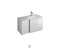 burgbad Badu lavabo en fonte minérale, blanc brillant, avec meuble sous-lavabo, avec 2 tiroirs, largeur 92cm, gauche, SFUG092LF3699C0001G0196, SFUG092LF3699C0001G0196, Colorazione: Velluto decorativo 