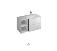 burgbad Badu lavabo en fonte minérale, blanc brillant, avec meuble sous-lavabo, avec étagère, largeur 92cm, înstallation à droite, SFUV092RF3966C0001G0198, SFUV092RF3966C0001G0198, Colorazione: Blu gh
