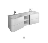 burgbad Badu lavabo en fonte minérale, blanc brillant, avec meuble sous-lavabo, largeur 152cm, SFUJ152F3700C0001G0198, SFUJ152F3700C0001G0198, Colorazione: Decorazione Tartufo Castagno / Decorazione T