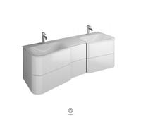burgbad Badu lavabo en fonte minérale, blanc brillant, avec meuble sous-lavabo, largeur 152cm, SFUK152F3700C0001G0198, SFUK152F3700C0001G0198, Colorazione: Decorazione Tartufo Castagno / Decorazione T