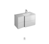 burgbad Badu lavabo en fonte minérale, blanc velvet, avec meuble sous-lavabo, avec 2 tiroirs, largeur 92cm, droite, SFUG092RF5297C0037G0198, SFUG092RF5297C0037G0198, Colorazione: Decorazione quercia u