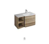 burgbad Badu lavabo en fonte minérale, blanc velvet, avec meuble sous-lavabo, avec étagère, largeur 92cm, droite, SFUV092RF3697C0037G0196, SFUV092RF3697C0037G0196, Colorazione: Frassino decor cappucci