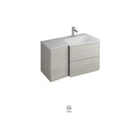 burgbad Badu lavabo en fonte minérale, blanc velvet, avec meuble sous-lavabo, avec porte, largeur 92cm, design à droite, SFUH092RF3694C0037G0196, SFUH092RF3694C0037G0196, Colorazione: Rovere decoro Me