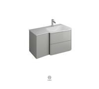 burgbad Badu lavabo en fonte minérale, blanc velvet, avec meuble sous-lavabo, avec porte, largeur 92cm, design à droite, SFUH092RF3692C0037G0196, SFUH092RF3692C0037G0196, Colorazione: Grigio lino luci