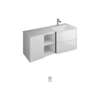 burgbad Badu lavabo en fonte minérale, blanc velvet, avec meuble sous-lavabo, largeur 122cm, înstallation à droite, SFUI122RF3699C0037G0198, SFUI122RF3699C0037G0198, Colorazione: Velluto decorativo in