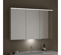 Armadio a specchio Burgbad Eqio con illuminazione LED orizzontale e illuminazione del lavabo, 3 ante, cerniera centrale a sinistra, 1200x800 mm, SPGT120R, Corpo: Bianco lucido