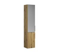 burgbad Eqio Armoire haute 2 portes, charnières à gauche, 1 porte miroir extérieur, 1760x350x320mm, HSKW035LF5662G0146, HSKW035LF5662G0146, Colorazione: Decoro urbano in rovere / Decoro urbano in rove