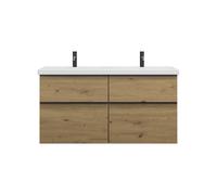 burgbad Eqio double lavabo en céramique y compris meuble sous-lavabo avec 4 tiroirs, largeur 1230mm, SEYT123F5662C0001G0252, SEYT123F5662C0001G0252, Colorazione: Rovere decoro Urban / Rovere decoro Ur