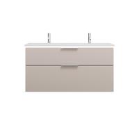 burgbad Eqio double lavabo en fonte minérale, meuble sous-lavabo avec éclairage LED inclus, avec 2 tiroirs, largeur 1220mm, SHCE122F6583C0001G0146, SHCE122F6583C0001G0146, Colorazione: Grigio chiaro o