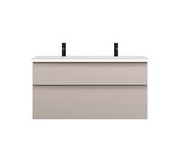 burgbad Eqio double lavabo en fonte minérale, meuble sous-lavabo avec éclairage LED inclus, avec 2 tiroirs, largeur 1220mm, SHCE122F6583C0001G0252, SHCE122F6583C0001G0252, Colorazione: Grigio chiaro o