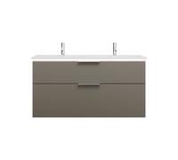 burgbad Eqio double lavabo en fonte minérale, meuble sous-lavabo avec éclairage LED inclus, avec 2 tiroirs, largeur 1220mm, SHCE122F2010C0001G0146, SHCE122F2010C0001G0146, Colorazione: Grigio lucido /