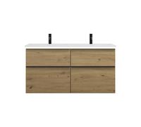 burgbad Eqio double lavabo en fonte minérale, meuble sous-lavabo avec éclairage LED inclus, avec 4 tiroirs, largeur 1220mm, SHCG122F5662C0001G0252, SHCG122F5662C0001G0252, Colorazione: Rovere decoro U