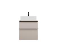 burgbad Eqio lavabo à poser en céramique, carré, au centre, meuble sous-lavabo inclus, largeur 600mm, SGUP060F6583C0001G0252, SGUP060F6583C0001G0252, Colorazione: Grigio chiaro opaco / Grigio chiaro o