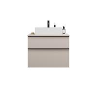burgbad Eqio lavabo à poser en céramique, carré, au centre, meuble sous-lavabo inclus, largeur 800mm, SGUP080F6583C0001G0252, SGUP080F6583C0001G0252, Colorazione: Grigio chiaro opaco / Grigio chiaro o
