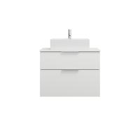 burgbad Eqio lavabo à poser en céramique, carré, au centre, meuble sous-lavabo inclus, largeur 800mm, SGUP080F6582C0001G0146, SGUP080F6582C0001G0146, Colorazione: Bianco opaco / Bianco opaco, maniglia