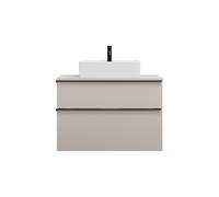 burgbad Eqio lavabo à poser en céramique, carré, au centre, meuble sous-lavabo inclus, largeur 900mm, SGUP090F6583C0001G0252, SGUP090F6583C0001G0252, Colorazione: Grigio chiaro opaco / Grigio chiaro o