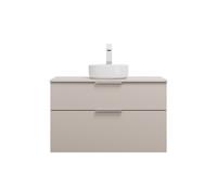 burgbad Eqio lavabo à poser en céramique, rond, au centre, meuble sous-lavabo inclus, largeur 1000mm, SGUM100F6583C0001G0146, SGUM100F6583C0001G0146, Colorazione: Grigio chiaro opaco / Grigio chiaro o