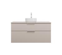burgbad Eqio lavabo à poser en céramique, rond, au centre, meuble sous-lavabo inclus, largeur 1200mm, SGUM120F6583C0001G0146, SGUM120F6583C0001G0146, Colorazione: Grigio chiaro opaco / Grigio chiaro o