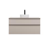 burgbad Eqio lavabo à poser en céramique, rond, au centre, meuble sous-lavabo inclus, largeur 1200mm, SGUM120F6583C0001G0252, SGUM120F6583C0001G0252, Colorazione: Grigio chiaro opaco / Grigio chiaro o