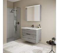 Burgbad Eqio lavabo con mobile, con armadietto a specchio, SFAN093F6015C0001G0200CH, Eqio [Mobili da Bagno > Set Mobili da Bagno]