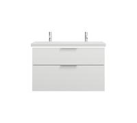 burgbad Eqio lavabo en céramique avec 2 trous pour robinetterie, inclus meuble sous-lavabo avec éclairage LED, largeur 1030mm, SEZB103F2009C0001G0146, SEZB103F2009C0001G0146, Colorazione: Bianco lucid