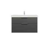 burgbad Eqio lavabo en céramique avec meuble sous-lavabo et éclairage LED, largeur 1030mm, SEZA103F6584C0001G0146, SEZA103F6584C0001G0146, Colorazione: Grigio scuro opaco / Grigio scuro opaco, manigli