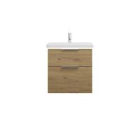 burgbad Eqio lavabo en céramique avec meuble sous-lavabo et éclairage LED, largeur 630mm, SEZA063F5662C0001G0146, SEZA063F5662C0001G0146, Colorazione: Decoro urbano in rovere / Decoro urbano in rovere