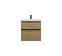 burgbad Eqio lavabo en céramique avec meuble sous-lavabo, largeur 630mm, SEYQ063F5662C0001G0252, SEYQ063F5662C0001G0252, Colorazione: Rovere decoro Urban / Rovere decoro Urban, fascia maniglia Nero Op