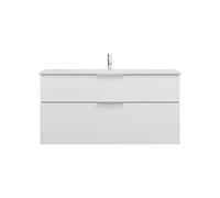 burgbad Eqio lavabo en fonte minérale avec meuble sous-lavabo, 1220x490x618mm, SHCB122F6582C0001G0146, SHCB122F6582C0001G0146, Colorazione: Bianco opaco / Bianco opaco, maniglia cromata G0146