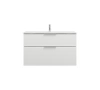 burgbad Eqio lavabo en verre avec meuble sous-lavabo, largeur 1020mm, SEYX102F2009A0070G0146, SEYX102F2009A0070G0146, Colorazione: Bianco lucido / Bianco lucido, maniglia cromata G0146