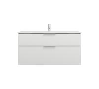 burgbad Eqio lavabo en verre avec meuble sous-lavabo, largeur 1220mm, SEYX122F2009A0070G0146, SEYX122F2009A0070G0146, Colorazione: Bianco lucido / Bianco lucido, maniglia cromata G0146