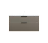 burgbad Eqio lavabo en verre avec meuble sous-lavabo, largeur 1220mm, SEYX122F2010A0070G0146, SEYX122F2010A0070G0146, Colorazione: Grigio lucido / Grigio lucido, maniglia cromata G0146
