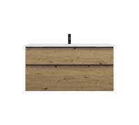 burgbad Eqio lavabo en verre avec meuble sous-lavabo, largeur 1220mm, SEYX122F5662A0070G0252, SEYX122F5662A0070G0252, Colorazione: Rovere decoro Urban / Rovere decoro Urban, fascia maniglia Nero Opaco