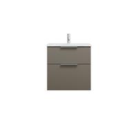 Burgbad Eqio lavabo in vetro con mobiletto WC SEYX062, larghezza 620 mm, Colore (anteriore/corpo): Grigio lucido / Grigio lucido, maniglia cromata G0146 - SEYX062F2010A00701G0146