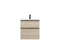 burgbad Eqio lavabo en verre avec meuble sous-lavabo, largeur 620mm, SEYX062F3180A0070G0252, SEYX062F3180A0070G0252, Colorazione: Rovere decoro Cashmere / Rovere decoro Cashmere, fascia maniglia Nero 