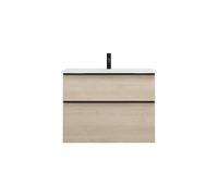 burgbad Eqio lavabo en verre avec meuble sous-lavabo, largeur 820mm, SEYX082F3180A0070G0252, SEYX082F3180A0070G0252, Colorazione: Rovere decoro Cashmere / Rovere decoro Cashmere, fascia maniglia Nero